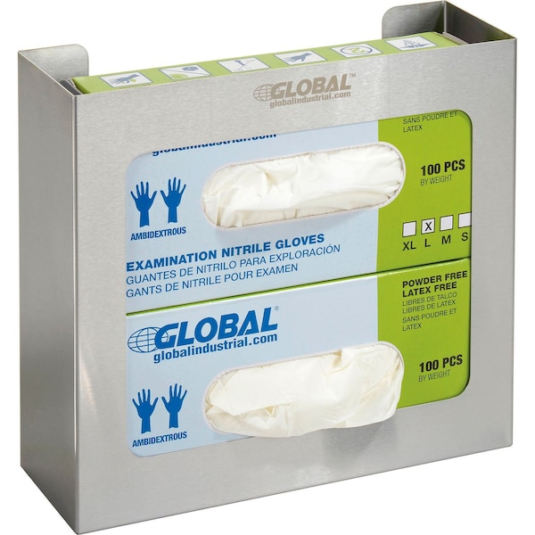 Global Industrial Double Stainless Steel Glove Box Holder, 11W x 3-3/4D x 10H 436949 - main